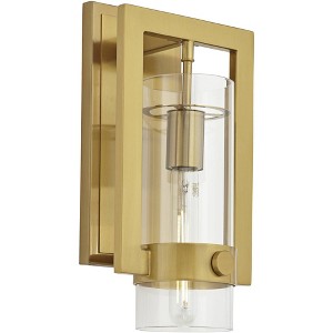 Possini Euro Design Derina Modern Wall Sconce Warm Gold Metal Hardwire 7" Fixture Clear Glass Shade for Bedroom Bathroom Bedside - 1 of 4