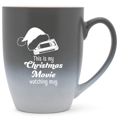 Elanze Designs This Is My Christmas Movie Watching Mug Two Toned Ombre Matte Gray and White 12 ounce Ceramic Stoneware Coffee Cup Mug