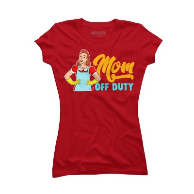 Junior's Design By Humans Mom Off Duty Cartoon By savariya T-Shirt