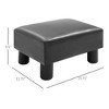 Ottoman Foot Rest, Small Foot Stool with Faux Leather Upholstery, Rectangular Ottoman Footrest with Padded Foam Seat and Plastic Legs, Bright Black - 3 of 4