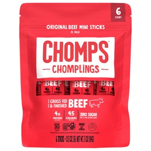 Chomps Chomplings Original Beef Mini Sticks - 3oz/6ct - 1 of 4