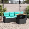 vidaXL 5 Piece Patio Sofa Set with Cushions Black Poly Rattan - 2 of 4