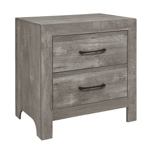 NicBex Simple Rustic 2 Drawer Nightstands Rustic Black Metal Hardware for Bedroom, Gray - 1 of 4