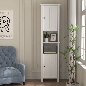 Okak Bathroom Storage Cabinet,Wall Mounted/Floor Cabinet with Shelves for Living Room, Kitchem, Office, White - 1 of 4