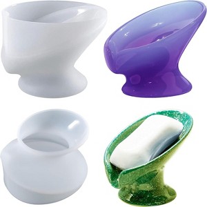 JDICTION Self-Draining Leaf Soap Holder Silicone Mold, Epoxy Resin Casting Mold for DIY Bathroom Decor, Soap Dish Tray - 1 of 4