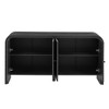 Multi-Functional MDF Sideboard-Handwoven Wood Slat Doors, Tiered Stepped Design & Premium Solid Wood Veneer for Hallways, Living Rooms, Studies - 3 of 4