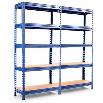 Costway 2PCS 5-Tier Metal Storage Shelves 60''Adjustable Shelves Blue