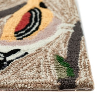 Handmade Tufted Rectangular Black Bird Design Rug