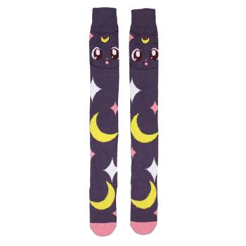 Sailor Moon Crystal Women's Luna Character Design Over Knee High Socks Purple