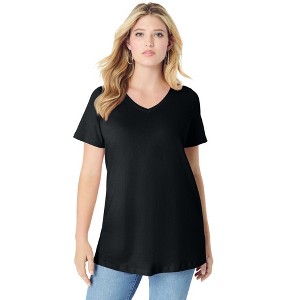 Roaman's Women's Plus Size Ultimate Short Sleeve Swing Tee - 1 of 4