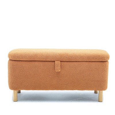 NicBex Modern 39.3" Boucle Storage Bench with Wood Legs for Bedroom and Entryway