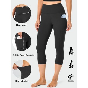 Leggings for Women with Pockets - High Waisted Tummy Control No See Through Workout Soft Yoga Pants - 1 of 4