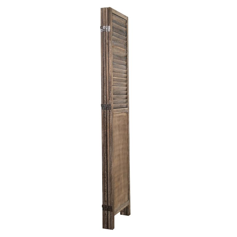 Rancho Shutter 4 Panel Room Divider with Folding Screen Room Partition Paulownia Wood Brown - Proman Products, 2 of 7