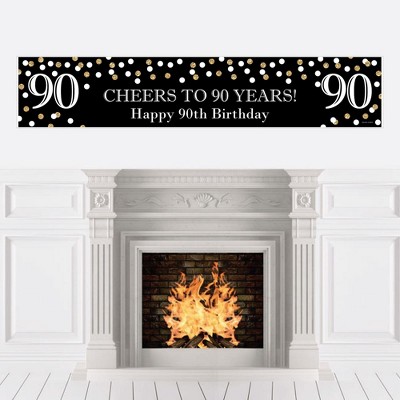 Big Dot of Happiness Adult 90th Birthday - Gold - Happy Birthday Decorations Party Banner