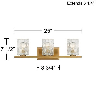 Contemporary Gold Brass Vanity Sconce with Clear Glass Shades
