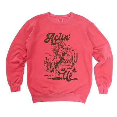 Simply Sage Market Women's Garment Dyed Graphic Sweatshirt Actin' Up Horse