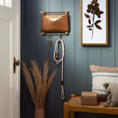 Entryway Organizer Faux Leather and Gold - Threshold&#8482;