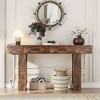 Okak Vintage Wood Veneer Console Table with 2 Storage Drawers & Charging Solution,Long Entryway Table for Foyer,Hallway,Living Room - 2 of 4