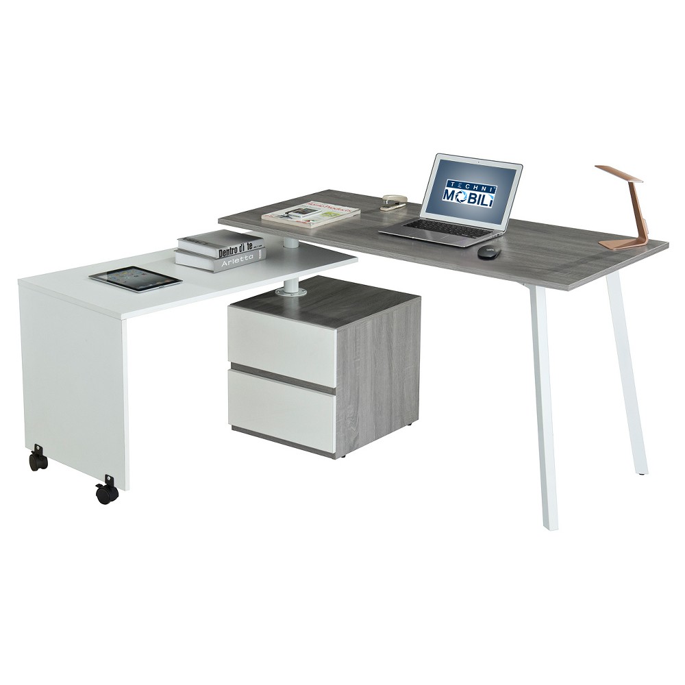 Photos - Office Desk Rotating Multi Positional Modern Desk Light Gray - Techni Mobili