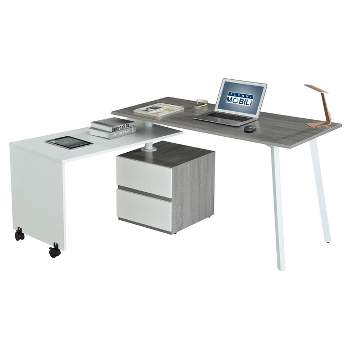 Rotating Multi Positional Modern Desk Light Gray - Techni Mobili