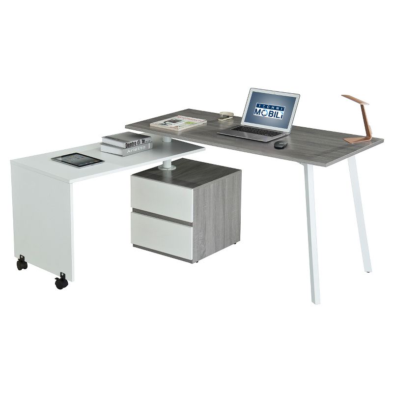 Rotating Multi Positional Modern Desk Light Gray - Techni Mobili, 1 of 17