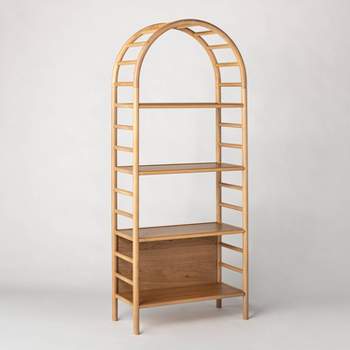 68.25 Selma Bamboo Bookshelf Right Facing Spindle Cabinet Natural - Boraam  : Target