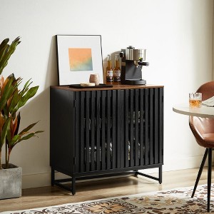 Lycvki 31in. MDF Dresser with Slatted Grille Striped Door and Metal Leg - 1 of 4
