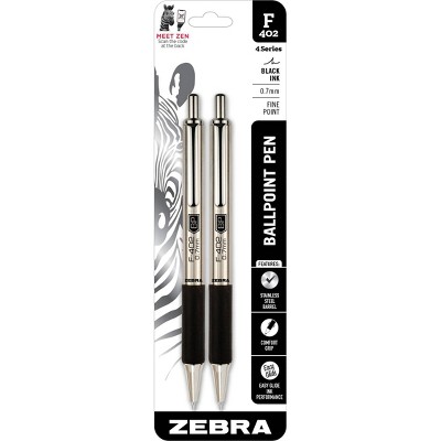 Zebra 2ct F-402 Ballpoint Pens Black Ink Fine .7mm