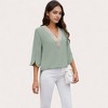 Anna-Kaci Women's V-Neck Blouse with Lace Trim Detail and 3/4 Split Sleeves Relaxed Fit - 3 of 4