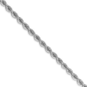 Black Bow Jewelry 3mm, 14k White Gold, Handmade Solid Rope Chain Necklace - 1 of 4
