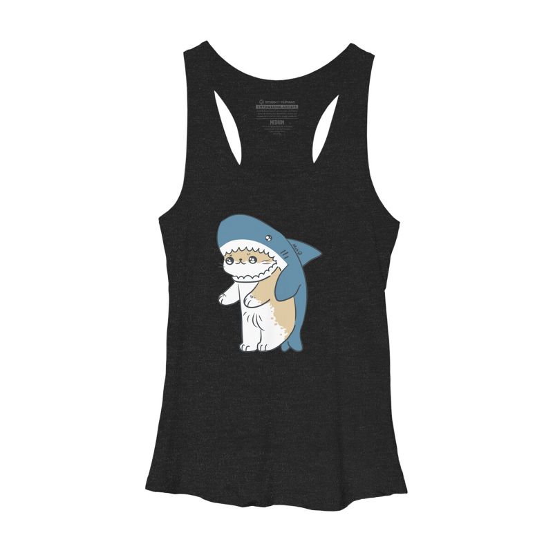 Women's Design By Humans cat shark By Mob0 Racerback Tank Top, 1 of 4