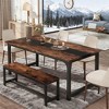 Gulches Industrial Rustic Series Modern Industrial Warm Wood Tone Particleboard 60 in Durable Metal Frame Base Dining Table Seats 6-8 - 2 of 4