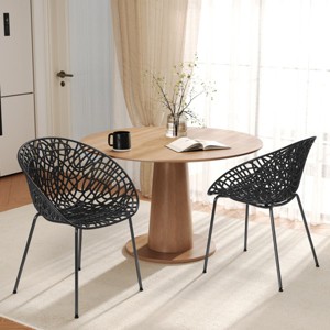 Set of 2 Outdoor Dining Chairs, Plastic Frame Patio Chairs with Diamond Cutout Design for Garden or Balcony-Maison Boucle - 1 of 4