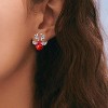 Ruby Red Deer Stud Earrings with Crystal Antlers for Women and Girls. - 2 of 4