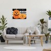 Stupell Industries Festive Halloween Welcome Sign Happy Pumpkins Black Plaid Framed Giclee Art - 3 of 4