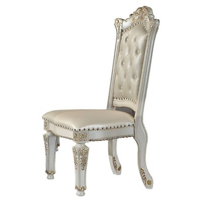 Vendome White and Gold Upholstered Wood Side Chair