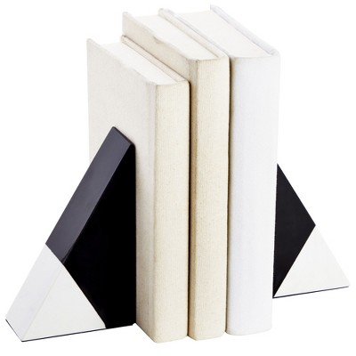 Black and White Marble Geometric Bookends Set
