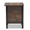 Vaughan Two-Tone Rustic Finished Wood Nightstand Walnut - Baxton Studio: Enclosed Storage, Gold-Tone Pull, Bedroom Furniture - 4 of 4