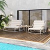 Whisen Patio Chaise Lounge Chairs Set of 3, Pool Lounge Chair with Acacia Side Table - 3 of 4