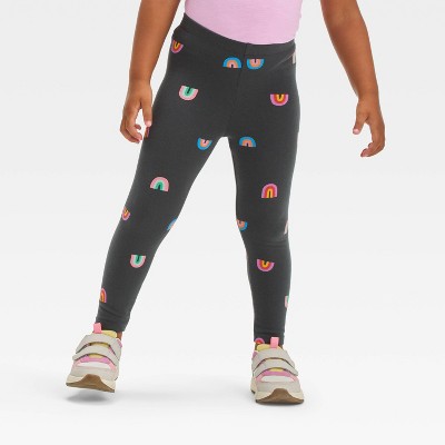 Toddler Girls' Rainbow Printed Leggings - Cat & Jack™ Charcoal Gray 2T