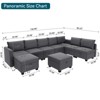 U-Shaped Modular Sectional Sofa Couch with Storage, Seater Convertible Sofa with Ottomans, Velveteen Fabric Sofa for Living Room, Grey - 2 of 4