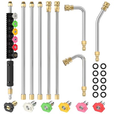 iMountek "7.54FT Pressure Washer Extension Wand, 4000 PSI, 3 Curved Wands, 6 Nozzles for Deck, Roof & Yard" White