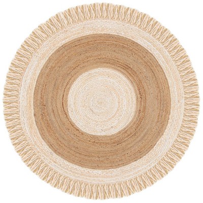 Cape Cod CAP701 Handmade Woven Area Rug - Beige/Natural - 5' X 5'  Round - Safavieh