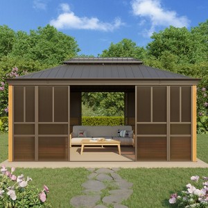 EROMMY 16 Ft. W X 12 Ft. D Outdoor Hardtop Gazebo, Double Top Galvanized Steel Roof Aluminum Sunroom - 1 of 4