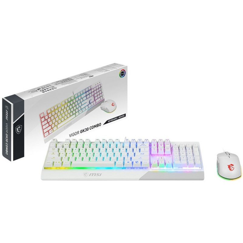 MSI Vigor GK30 White Gaming Keyboard - USB Plunger Cable Keyboard - White - USB Cable Mouse - Optical - 5000 dpi, 4 of 7