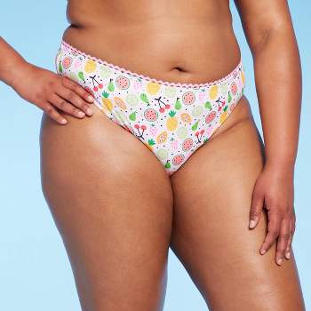 Women's Fruit Print High Leg Cheeky Bikini Bottom - Wild Fable™ White