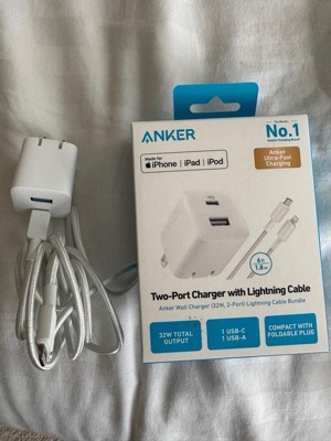 Anker Wall Charger (32W, 2-Port) with 6 ft USB-C to Lightning Cable White  B2335J22-1 - Best Buy