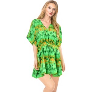 HAPPY BAY Women's Beachwear Swimsuit Coverups for Women Summer Swim Beach Dress Cover Ups for Swimwear Women Bathing Suit Cover-up 3X-4X Green,Tree - 1 of 4