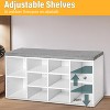 FDW 3-Tier Shoe Bench Space-Saving Shoe Storage Bench with Removable Cushion and Adjustable Shelves - image 4 of 4