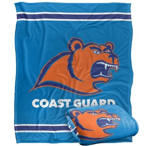United States Coast Guard Academy Primary Logo Stripes Silky 50x60 Blanket, 1 Sided - 1 of 4
